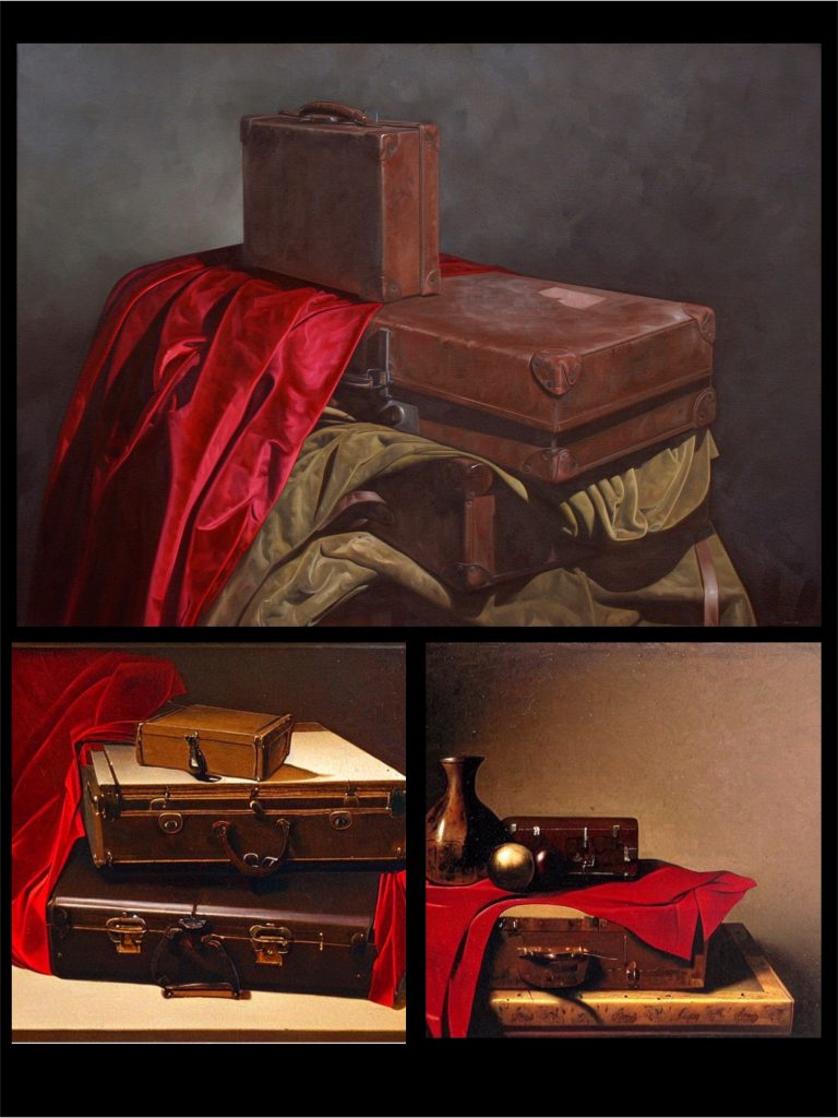 Still life by Nicholas C Williams with two phantom still lifes generated by AI