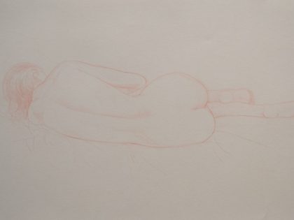 Reclining Female Nude On Left Side, Back View